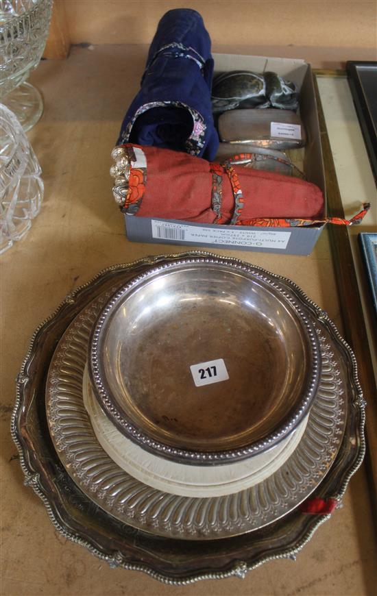 Pair silver back hair brushes and sundry cutlery and plated wares etc